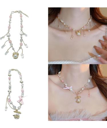 Shop Oralgo's Stylish Pearl Necklace with Art Beads & Adjustable Loop Pendant - Perfect Collarbone Chain for Every Occasion - Buy Online on GoSupps.com