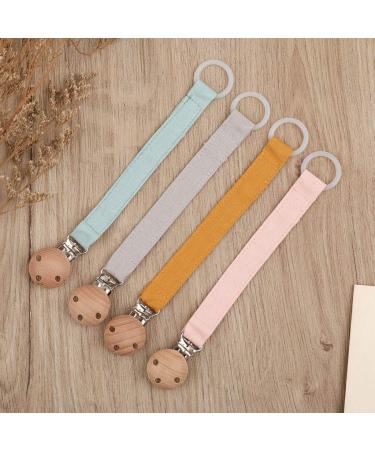OKwife Natural Wood Baby Pacifier & Clips | Eco-Friendly Cotton Linen Holders for Effective Soothing - Buy Online on GoSupps.com