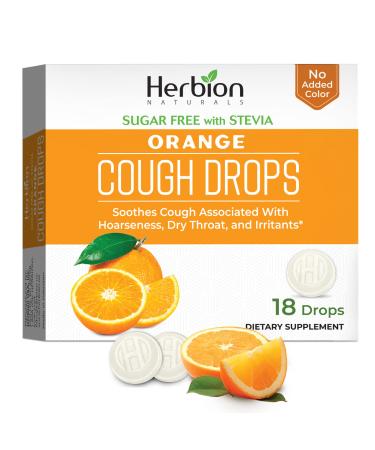 Herbion Naturals Sugar Free Cough Drops with Natural Orange Flavor Natural Orange (Pack of 1) 18 Count 1 Count (Pack of 1)