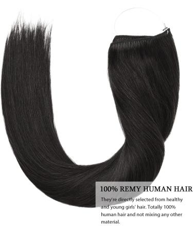 Yamel Human Hair Invisible Wire Hair Extension Natural Black 16 Inch Fish Line 1 Piece Real Human Hair Secret Extensions - Buy Online on GoSupps.com