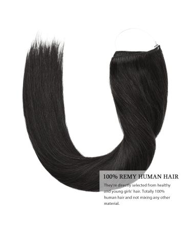YAMEL Invisible Human Hair Extensions - Natural Black 51 cm | Premium Fish Line Hair Extensions for Full Volume - Buy Online on GoSupps.com
