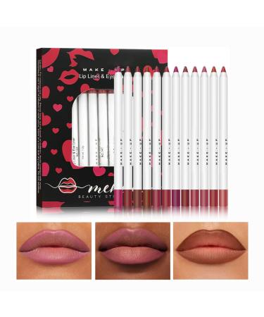 Xinhuju 12 Pcs Natural Matte Lip Liner Makeup Pencil Set Matte Lipstick Matte Lipstick 12 Colors Nude Waterproof Lip Gloss for Girls Women