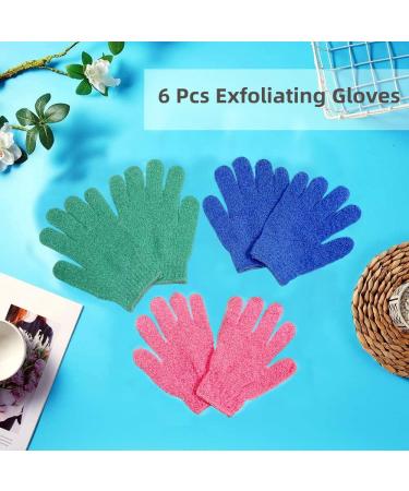 Exfoliating Shower Gloves Set - Body Scrub & Face Scrubber for Spa Massage - Bath Accessories for Men and Women (6 Pcs) - Buy Online on GoSupps.com