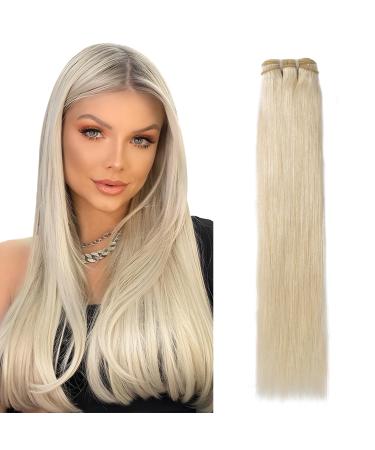 Elailite real hair bundle hair extensions sew in bundle hair extensions Brazilian 100% human hair 100g 50cm #60 platinum blonde 50 cm #60 platinum blonde