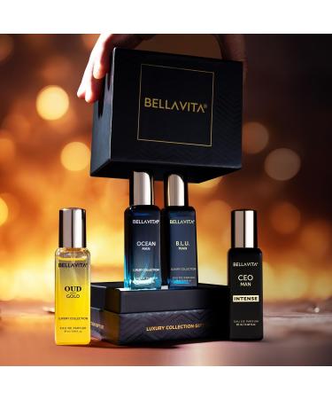 Luxury Collection Eau De Parfum (4x0.68 fl. oz.) | Cologne set for Men | 4 in a box - Perfume Set for men | OUD GOLD OCEAN B.L.U & CEO Intense | Perfect for gifting - Buy Online on GoSupps.com