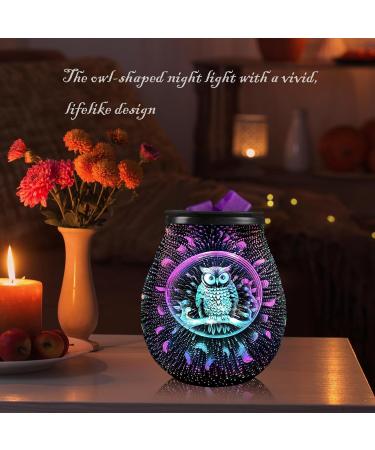 3D Glass Fireworks Electric Wax Melt Warmer LED Owl Design PTC Heating 7 Colors International Shipping Available - Buy Online on GoSupps.com