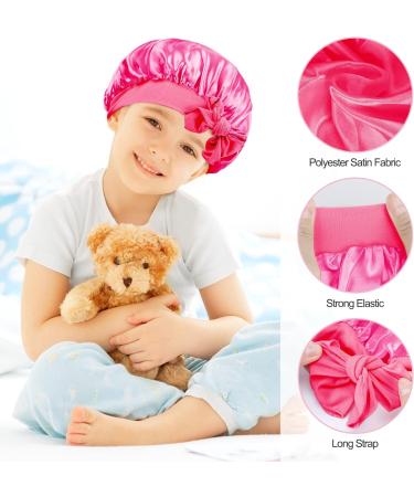Arqumi Silk Satin Kids Bonnet 2Pcs Set | Soft Baby Sleeping Cap | Adjustable Night Hair Bonnet for Toddlers & Teens - Yellow/Rose - Buy Online on GoSupps.com