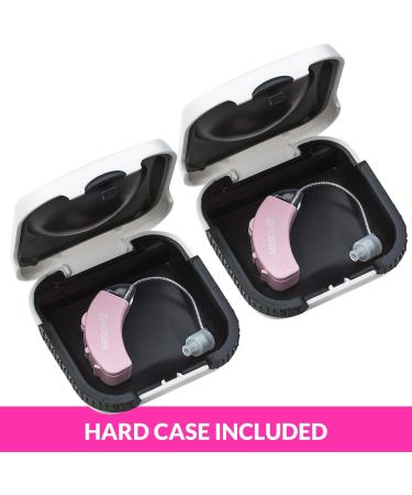 Set of 2 Pink BTE Digital Hearing Amplifiers - Small & Discreet Personal Sound Amplifier Pair for Women - Comfortable Behind The Ear - Best Hearing Amplifiers - Buy Online on GoSupps.com