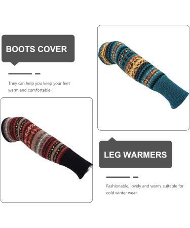 Holibanna Women's Long Boot Cuff Covers - Knitted Ankle Warmers & Boho Accessories - 2 Pairs of Warm Socks - Buy Online on GoSupps.com