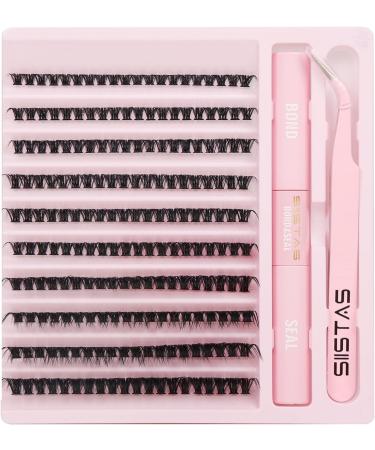 DIY Lash Extension Kit - 200pc D Curl Volume Cluster Lashes with Bond, Seal, and Tweezers | Home Application Individual Eyelash Extensions - 50D Kit - Buy Online on GoSupps.com