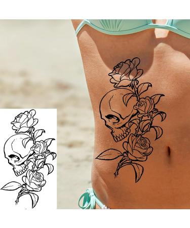 Briyhose 10 Sheets Realistic Temporary Tattoos for Women - Skull Flower Arm Sleeve, Rose Snake Floral Design - Adult Girl Body Art Sticker - Buy Online on GoSupps.com