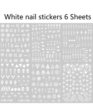 Geometric Nail Art Stickers Decals - 12 Sheets, Black White Triangle Design - Buy Online on GoSupps.com