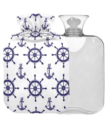 NAANLE OCEAN compass anchor hot water bottle with reference transparent hot water bottle 1l warm head for bed hand feet warmer pain relief heat and cold therapy