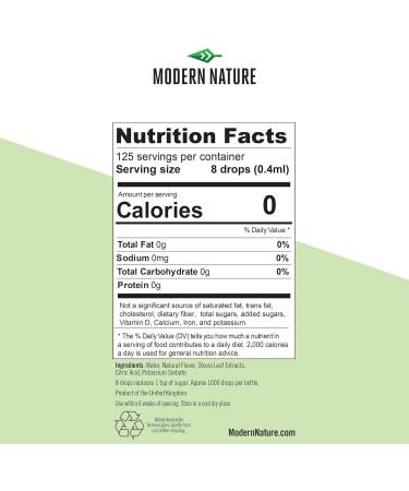 Modern Nature Apple Flavour Drops - Liquid Stevia Sweetener - Zero Calorie Sugar-Free Water Flavoring for Protein Powder, Yogurt, Tea - 50ml - Buy Online on GoSupps.com