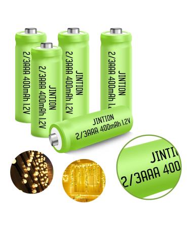 JINTION NIMH 2/3AAA Rechargeable 2/3 AAA Batteries 1.2V 400mAh Rechargeable Battery Batteries Button Top 5 Pack(They are not AAA Size Batteries)