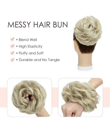 MY-LADY Messy Hair Bun Extension Scrunchie | Wavy Curly Ponytail Chignon Hairpiece | 55g Ash Blonde/Bleach Blonde Mix - Buy Online on GoSupps.com