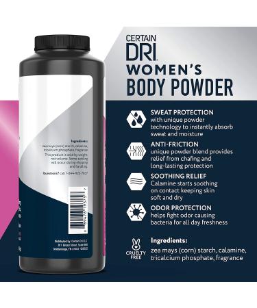 Certain Dri Body Powder for Women - Maximum Sweat Absorption, Moisture Control - 8 oz - Buy Online on GoSupps.com