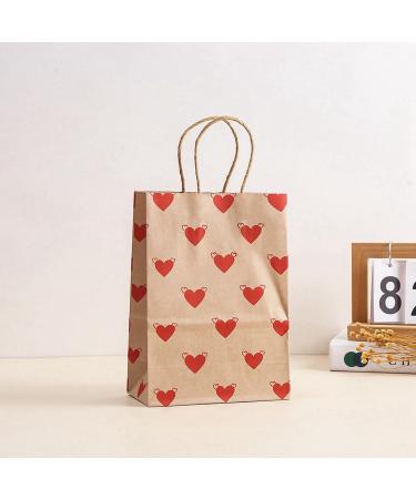Qtynudy E 24 Pcs Valentines Day Candy Bags Goodie Bags with Handles Heart Love Paper Bags for Wedding and Valentine - Buy Online on GoSupps.com