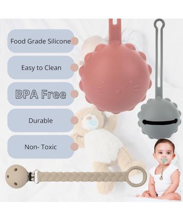 Happydoo Pacifier Box & Chain Set | 2 BPA-Free Pacifier Storage Boxes + Gift Cardboard | Pink & Gray | Easy to Clean & Travel-Friendly - Buy Online on GoSupps.com