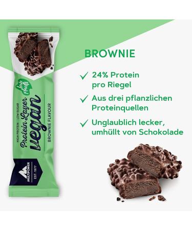 Multipower Vegan Protein Layer Brownie Bar - 24% Protein Low-Calorie Fitness Snack - 15 x 55g Vegan Protein Bar - Buy Online on GoSupps.com