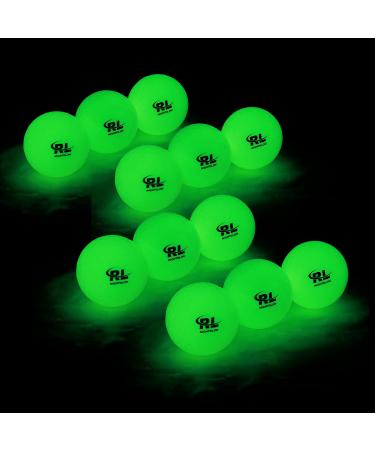 R&L Glow Golf Balls for Night Sports - Tournament Fluorescent Glowing in The Dark Golf Ball - Long Lasting Bright Luminous Balls 6 Pack + Flashlight