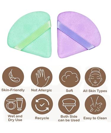 12-Piece Triangle Powder Puff Set for Daily Makeup - Green & Purple - Buy Online on GoSupps.com