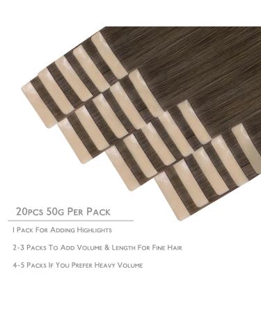Buy If-alife Ombr Tape Extensions - 20pcs Real Hair 65cm (26 inch) Silky Straight Walnut Brown to Ash Brown & Blonde - Invisible Skin Weft - Buy Online on GoSupps.com