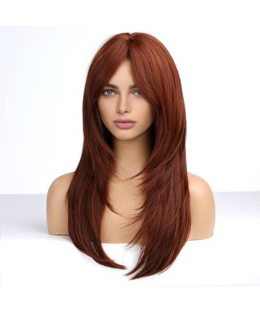 Buy Haircube 23-Inch Long Dark Auburn Synthetic Layered Wig for Women - Perfect for Daily Wear Parties & Cosplay - Buy Online on GoSupps.com