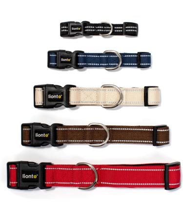 Lonto Durable Nylon Dog Collar - Size L Soft Padded 360 Reflective Click Closure Metal Ring - Red - Buy Online on GoSupps.com