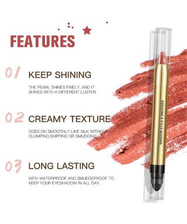 6 Color Neutral Eyeshadow Stick Pearl Pink Brown - Waterproof and Long-Lasting Eye Brightener Stick with Blending Brush - Smoky Metallic Eye Makeup - 1PC 04 - Buy Online on GoSupps.com