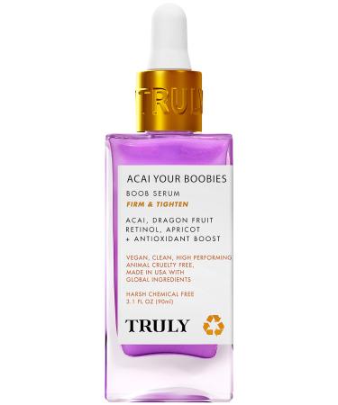 Acai Your Boobies Serum By Truly Beauty - Breast Enhancement Serum for Skin Elasticity with Bust Firming Natural Essential Oil - For A Perky and Firmer Bust! Organic, Gmo Free - 3.1 OZ