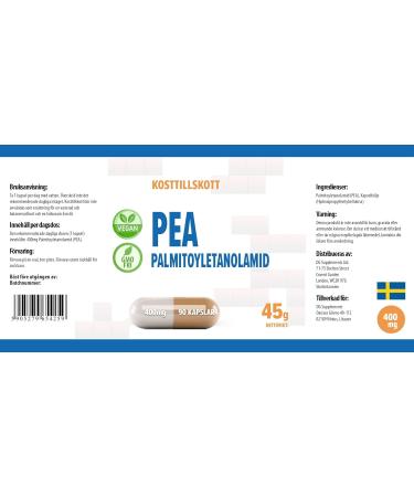 Hepatica Palmitoylethanolamide PEA 400mg 90 Vegan Capsules Certificate of Analysis by AGROLAB Germany High Power Gluten Free and GMO Free - Buy Online on GoSupps.com