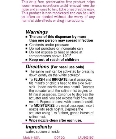 Little Remedies Sterile Saline Nasal Mist 3 oz - Safe for Newborns - Pack of 1 - Buy Online on GoSupps.com