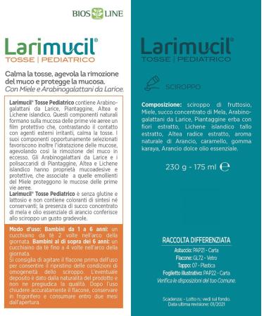 LARIMUCILTOSSE BAMBINI SCIROPPO 175 ML CE 0476 230 G - Buy Online on GoSupps.com