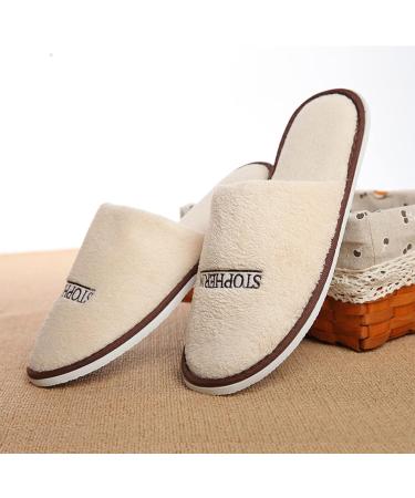 Soft Flannel Home Slippers for Guests - 5 Pairs Individually Packaged Bulk Shoes for Travel Hotel & Spa - Comfortable Men's Brown Slippers - Buy Online on GoSupps.com
