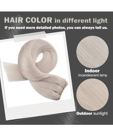 Moresoo 14 Inch White Blonde Double Weft Human Hair Extensions - 100g #60A | Sew in Hair Extensions | Pack of 1 - Buy Online on GoSupps.com