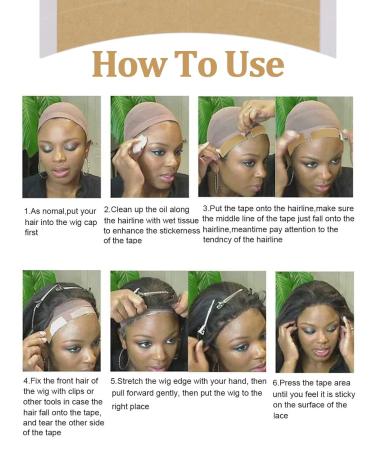 Kalolary 36Pcs Lace Front Wig Tape - Water-Proof Double Sided Adhesive Strips for Lace Wigs, Toupees, Hairpieces & Extensions - Khaki - Buy Online on GoSupps.com