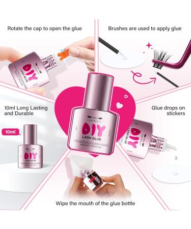 Cluster Lash Glue 10ml Clear: DIY Individual Lash Extension Adhesive, Waterproof, Long Lasting for 48 Hours - Buy Online on GoSupps.com