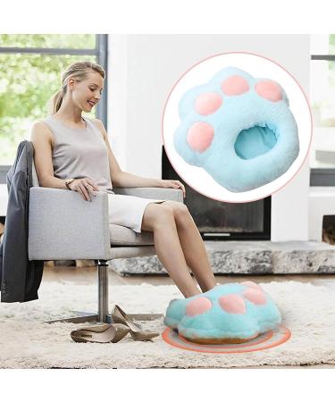 Aznever Rechargeable Foot Warmer - Heated Sweet Heating Pillows & Warm Shoes | Katzfoten Winter Foot Warmers for Office Bedroom & Travel - USB Blue Cat-Clawed Model - Buy Online on GoSupps.com