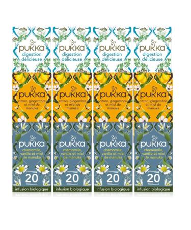 Pukka Nuit enchant e et Digestion et Miel de manuka Infusions Biologique et Ayurv dique 100% des Ingr dients Issus du Commerce quitable Lot de 12x20 sachets 80 Sachets