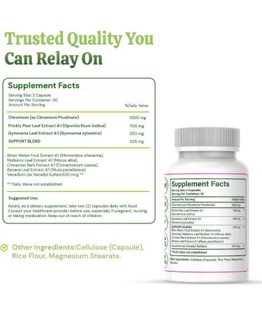 BMega Nopal with Chromium Picolinate - Supports Metabolism & Nutrient Balance - Natural Plant-Based Supplement Helps Support Healthy Blood Sugar Levels & Wellness - 60 Capsules - Buy Online on GoSupps.com