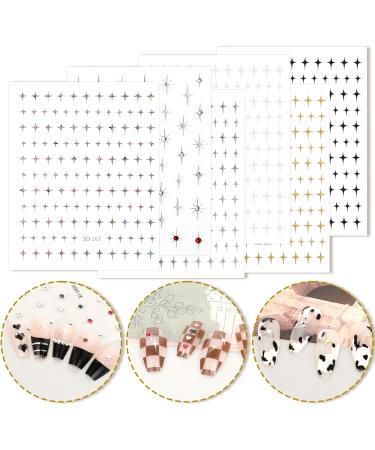 Dimeho Star Nail Art Stickers 3D Glitter Star Stickers & Decals for Nail Art Gold Silver White Black Stars Nail Design Stickers Acrylic Nail Charms DIY Nail Tips Manicure Decoration Supplies 6 Sheets - Buy Online on GoSupps.com