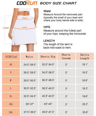 COOrun Women's Athletic Skorts with Pockets - Knee Length Skirt for Golf, Tennis & Workouts | XS-3XL | Black - Buy Online on GoSupps.com