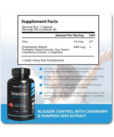 MaxX Labs Bladder Control Supplement + Apple Cider Vinegar Capsules Support for Urinary Tract Health Energy & Digestion Pumpkin Seed Oil Cranberry Extract ACV with Mother 60 Ct Each - Buy Online on GoSupps.com