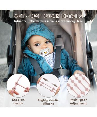 ClDy Baby Toy Pacifier Chain & Silicone Cup Catcher | BPA-Free Stroller Soother | Ocean Themed Set of 4 in White Black Brown & Light Pink - Buy Online on GoSupps.com