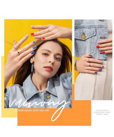 Vamony Short Acrylic Nail Tips Kit - 56 Square Design Press On Nails for Manicure & Pedicure - Gel Nail Kit for Women - National Flag Designs - Buy Online on GoSupps.com