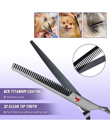 5-Piece Professional Dog Grooming Shears Set with Case - 7-inch Curved Thinning Scissors and Comb - Steel Pet Grooming Kit - Buy Online on GoSupps.com