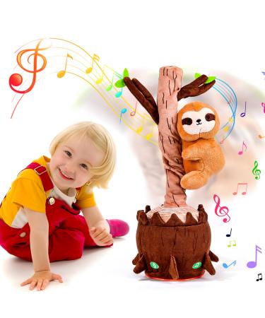 Yizemay Dancing Talking Sloth Toy Singing Sloth Toy Recording Singing and Dancing Sloth Repeating Baby Toys Plush Interactive Sloth Toy Figures Birthday Toys for Boys Girls(A)