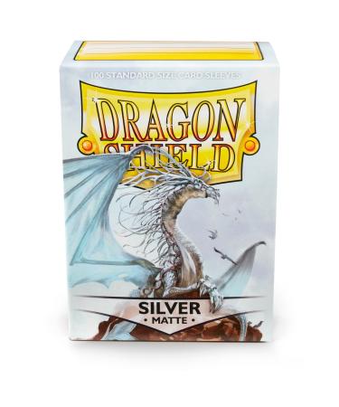 Dragon Shield Standard Size Sleeves  Matte Silver 100CT - Card Sleeves are Smooth & Tough - Compatible with Pokemon, Yugioh, & Magic The Gathering Card Sleeves  MTG, TCG, OCG