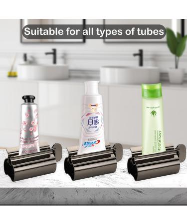 UDQYQ Tubes Queys 3-Pack Stainless Steel Toothpaste Squeezer - Maximize Every Drop with Holder & Stand (Black) - Buy Online on GoSupps.com